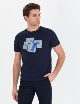 Темно-синяя футболка узкого кроя с круглым вырезом - Cacharel фото 7