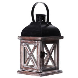 Деревянный подсвечник - фонарь на 1 свечу «Ставни», состаренный, 22×11.5×11.5 см