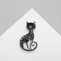 Брошь «Кошка», грациозная, чёрная