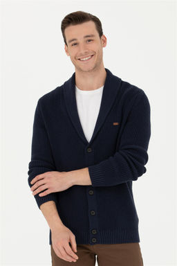 Мужской темно-синий трикотажный кардиган