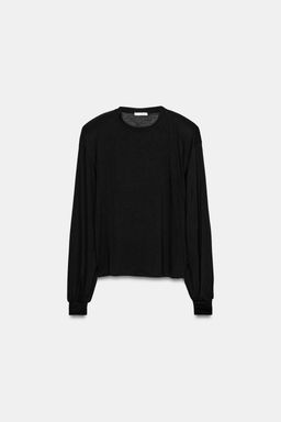 CAMISETA FLUIDA HOMBRERAS / Negro - Zara фото 3