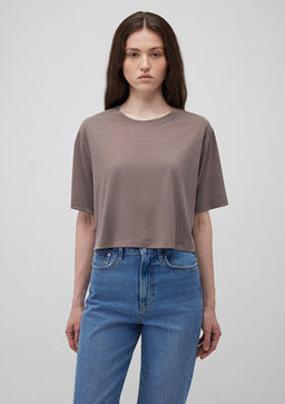 Lux Touch TENCEL TM Kahverengi Basic Crop Tisort - Mavi фото 3
