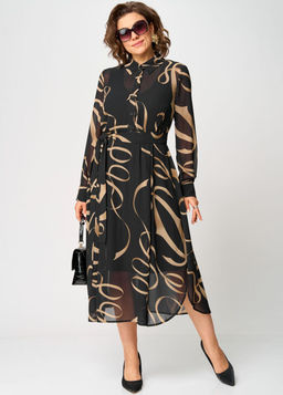 Платье EVA GRANT 7303 черный с принтом