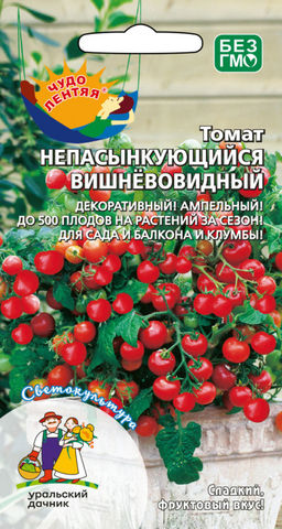 Томат НЕПАСЫНКУЮЩИЙСЯ ВИШНЕВОВИДНЫЙ Серия Чудо лентяя! Декоративный! Ампельный! До 500 плодов на растении за сезон! Для сада и балкона!