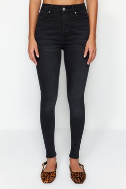 TRENDYOLMILLA Siyah Incelten Etki Super Yuksek Bel Skinny Jeans TWOSS23JE00080  фото 19