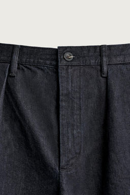 BERMUDA CHINO DENIM RELAXED FIT PLIEGUES / ?ndigo - Zara фото 8