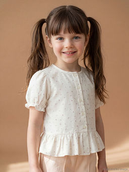 K?z ?ocuk Balon Kollu Poplin G?mlek