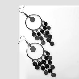 Серьги висячие Круги на кольцах, цвет серый металл, 8см - Queen fair фото 2