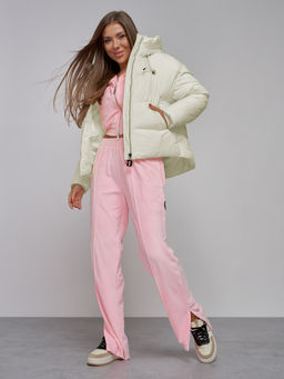 Зимняя женская куртка модная с капюшоном бежевого цвета 512305B - Mtforce фото 12