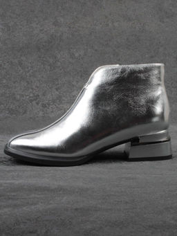 01-B50B-96C GREY/SILVER Ботинки демисезонные женские (натуральная кожа, байка)