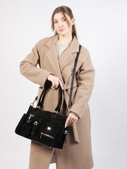 LACCOMA сумка Y2431F-черный натуральная замша, натуральная кожа полиэстер  фото 8