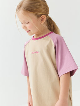 Футболка Колор блок "Крем-брюле/Орхидея"