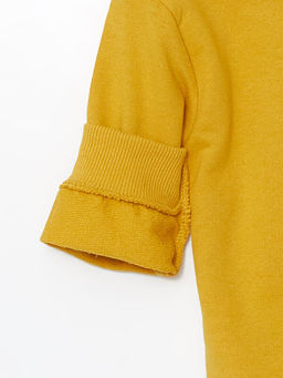 Bisiklet Yaka Bask?l? Erkek Bebek Sweatshirt