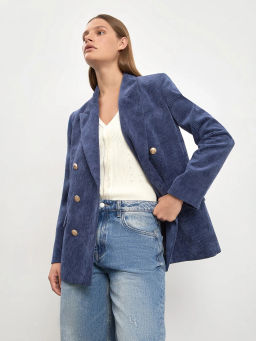 Двубортный жакет из вельвета, ML722/map - Emka фото 3