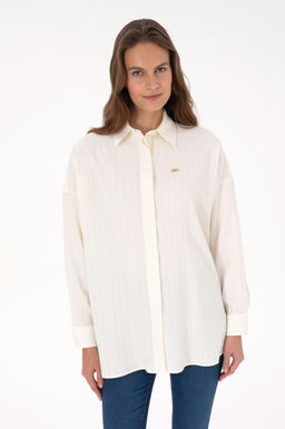 Kad_n Krem Uzun Kollu Oversize Desenli G_mlek - U.s. polo assn фото 3