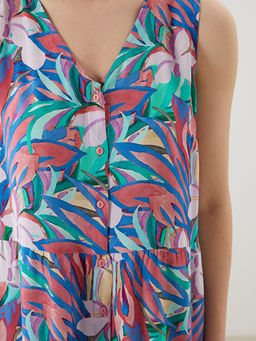 V Yaka ?i?ekli Elbise