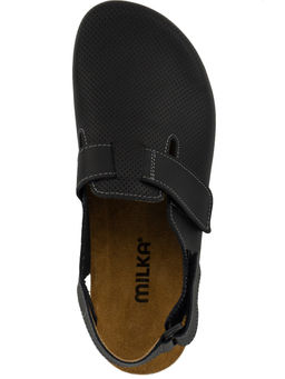 12 | Brankos Мужские медицинские сабо кожаные (черный перфорация) - Milka shoes&more фото 3