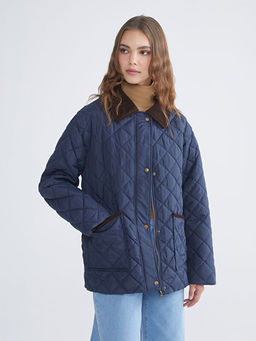 Kadife G?mlek Yaka Oversize Kad?n ?i?me Mont