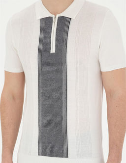 Beyaz Slim Fit Fermuarl_ Polo Yaka Triko Ti__rt - Pierre cardin фото 6