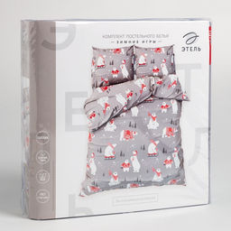 Постельное бельё евро Этель. Зимние игры, поплин