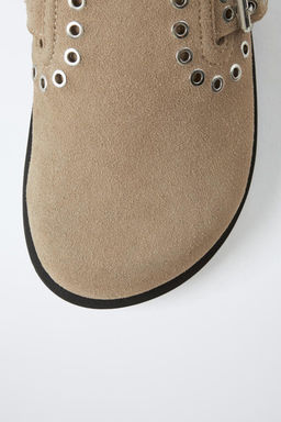 STUDDED SPLIT SUEDE CLOGS - Zara фото 6