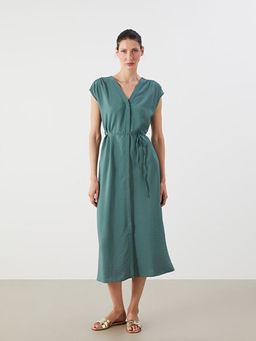 V Yaka Beli Ba?lamal? Elbise