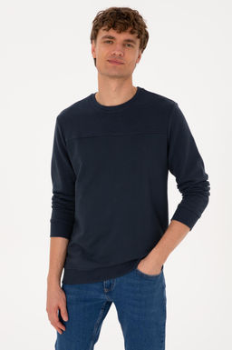Erkek Bisiklet Yaka Regular Fit A__k Lacivert Sweatshirt - U.s. polo assn фото 3