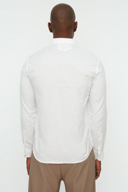 TRENDYOL MAN Beyaz Super Slim Fit Dugmeli Yaka Kulplu Apoletli Kolay Utulenebilir Gomlek TMNSS22GO0091 - Trendyolmilla фото 6