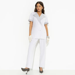 Брючный костюм с карманами, Прогулки по Монмартру (grey, 2 в 1, с поясом) - Charutti фото 6