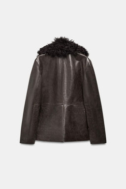 LEATHER JACKET WITH SHEEPSKIN COLLAR ZW COLLECTION LIMITED EDITION - Zara фото 13