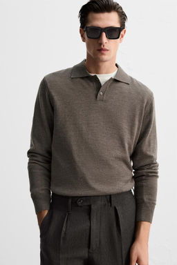 MERINO WOOL KNIT POLO SHIRT - Zara фото 21