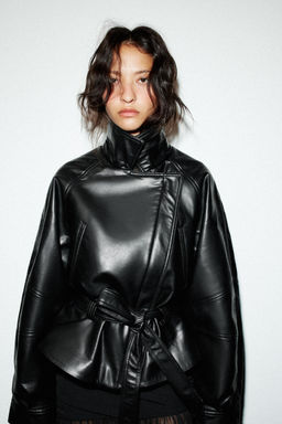 FAUX LEATHER PEPLUM JACKET - Zara фото 2