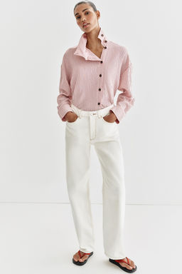 CAMISA CUELLO SUBIDO RAYAS / Rosa - Zara фото 4
