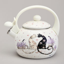 ЧАЙНИК AGNESS ЭМАЛИРОВАННЫЙ СО СВИСТКОМ СЕРИЯ LAVANDER CATS, 2,2 Л  фото 5