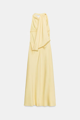 VESTIDO MIDI HALTER DRAPEADO ESPALDA / Amarillo - Zara фото 6