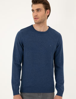 _ndigo Melanj Slim Fit Bisiklet Yaka Basic Triko Kazak - Pierre cardin фото 3