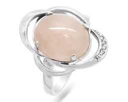 Кольцо из серебра розовый кварц, СПН4010