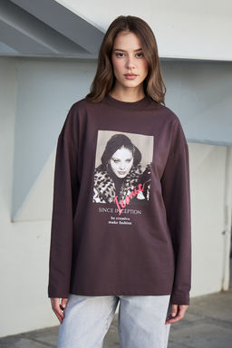 Лонгслив оверсайз с принтом