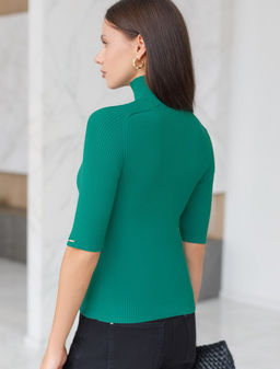 Водолазка тонкой вязки в рубчик из хлопка с нейлоном