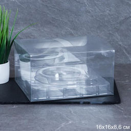 Коробка подарочная для чайной пары PVC 16см*16см*8,6см