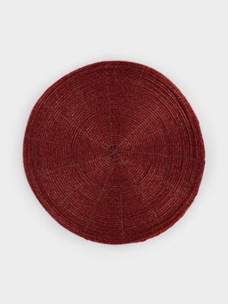 Салфетка под приборы, 36 см, бисер, круглая, красная, Bijou
