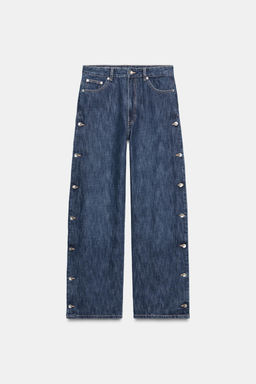 TRF BAGGY MID-WAIST BUTTON JEANS - Zara фото 8