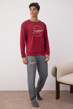 Trendyolmilla Man Erkek Bordo Bask?l? Orme Erkek Pijama Tak?m? TEDAW25PT00003  фото 2