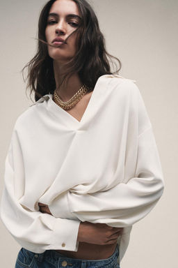 SHIRT WITH ASYMMETRIC HEM AND PLEATS - Zara фото 11