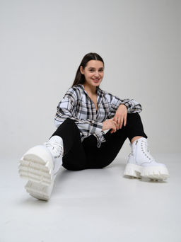 Ботинки 329.зиплайнw.Белый/байка