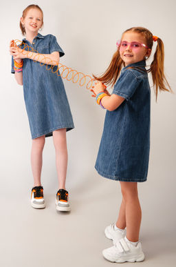 Джинсовое платье с коротким рукавом для девочки Happyfox