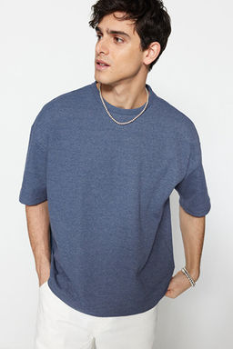 Indigo Oversize/Geni_ Kesim Dokulu Waffle K_sa Kol T-Shirt TMNSS22TS00049