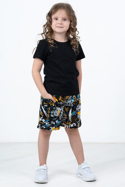 Шорты с карманами Эбби, цвет Черный/Желт-Голуб Brave,100% х/б