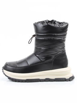 02-WA010-1M BLACK Сапоги Дутики зимние женские (натуральная кожа, курточная ткань, 100% шерсть) - Фабричный китай фото 4