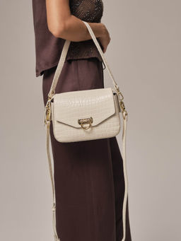 Женская сумка кросс-боди Azaro 3684 бежевый лен/мороко